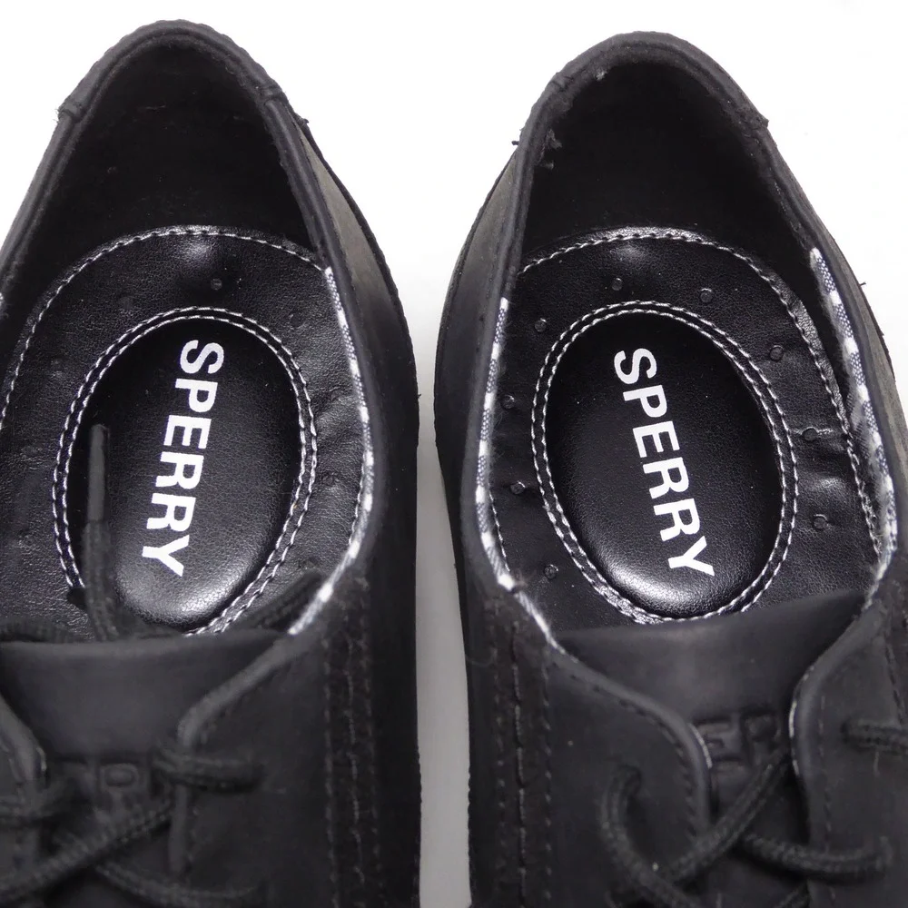 Sperry Mens Newman Oxford Shoes Black Leather Lace Up 9.5